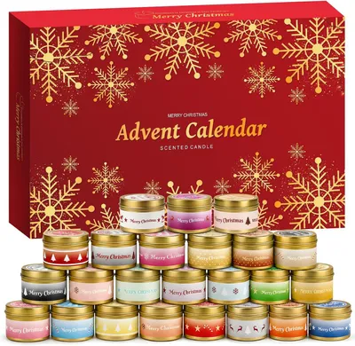Productafbeelding van Adventskalender 2026 geurkaarsen - Cadeauset - Aromatherapiekaarsen van natuurlijke sojawas - Kerstcadeau - Meisjes