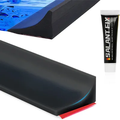 Produktbild von Schwallschutzleiste - Selbstklebender Silikon-Wasserstopper - Für Dusche, Bad und Küche - Schwarz, 2,1 m