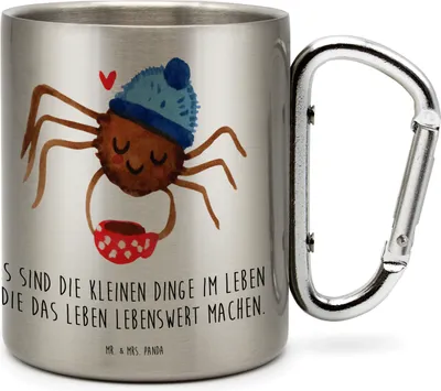 Produktbild von Mr. & Mrs. Panda thermotasse Spinne Agathe Kaffee - Transparent - Geschenk, Metallbecher, Thermobecher, Becher Aus Edelstahl, Morgen, Lebensweisheiten, Weiser Spruch