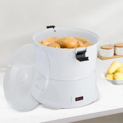 Produktbild von Elektrischer Kartoffelschäler - Schälautomat - Klingen aus Edelstahl - Schälzeit 2–4 Min - Für Küche & Gastronomie - Weiß