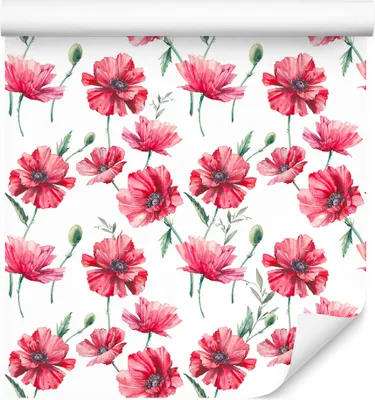 Produktbild von 10m VLIES TAPETE Rolle Natur Blumen Mohnblumen Wiese Aquarell Gemalt XXL