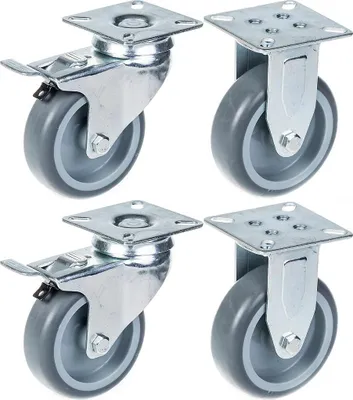 Immagine prodotto di ruote grigie da 75 mm e 3", con freno e fisse, portata 240 kg, set di 2