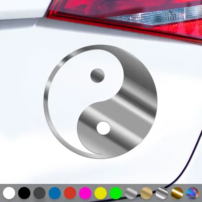 Produktbild von PantherPixel Yin und Yang Aufkleber Jing und Jang Taiji Zeichen Dao Sticker Auto Geschenkidee Farbe Chrom-Silber