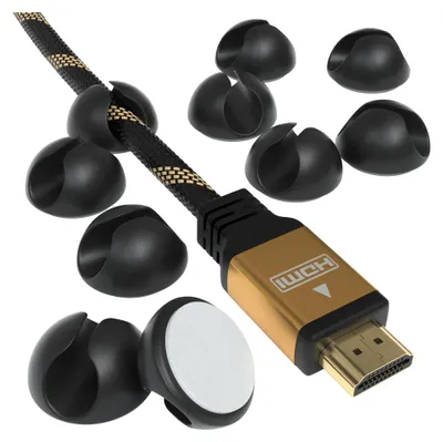 Produktbild von EAZY CASE 12x Kabelclips zur Kabelbefestigung, elastisch & selbstklebend, Kabel Befestigungsclips, Kabelhalter für Kabelmanagement, flexibel, Schwarz