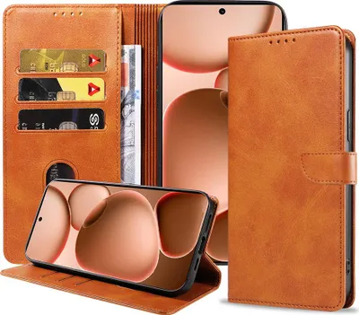 Image de Convient à l'Oppo Find X8 Ultra Phone Case Faux cuir avec lèvre magnétique et porte-cartes Book Case with Flap - Wallet Case with Cardslot - Brown - Smartphonics