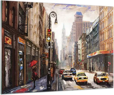 Produktbild von Bilder auf glas - Einteilig - New York Aquarell - 100x70cm - Glasbilder - Wandbilder - Bilder - zum Aufhängen bereit - Wanddekoration aus Glas - Glas Bilder - Wandbild auf Glas - GAA100x70-4590