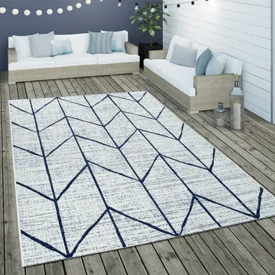 Immagine prodotto di Tappeto in tessuto piatto per interni ed esterni Motivo geometrico scandinavo Bianco Dimensioni 160x230 cm
