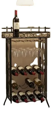 Imagen del producto de Estante para botellas, capacidad para 9 botellas, diseño elegante de metal, color