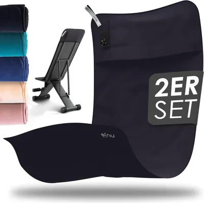 Produktbild von Nujë Mikrofaser Fitnesshandtuch 125x50 cm mit Reißverschlusstasche – Anthrazit 2er