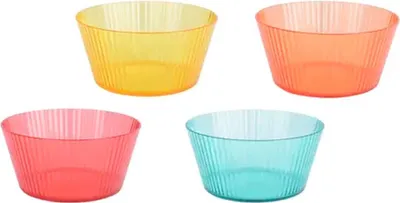 Image de Bols Rayés Réutilisables Decoris (lot De 4) Design Rayé, Réutilisable, Couleurs Assorties - Decoris