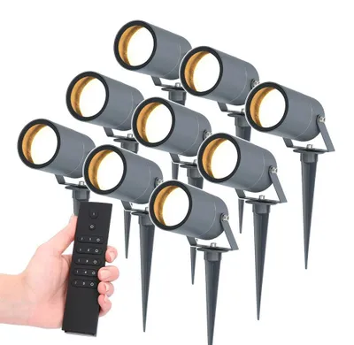Image de HOFTRONIC - Lot de 9 Spots à piquet extérieur LED 4W 345lm 2700K anthracite IP65