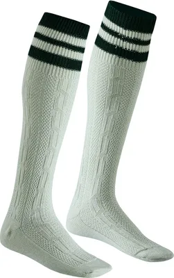 Produktbild von Lange Trachtensocken Strümpfe Socken aus Baumwolle 50cm Lang, Farbe:Natur/Grün, Größe:41-43