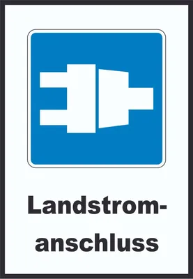 Produktbild von Landstromanschluss für Schiffe Symbol und Text A3 Rückseite selbstklebend