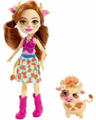 Image de Enchantimals poupée cailet cow et curdle la vache - figurine 15 cm - animal - mattel fmx77
