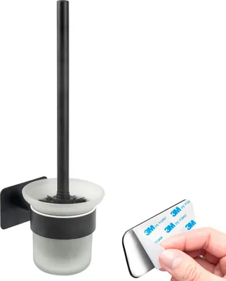 Produktbild von bremermann Bad-Serie PIAZZA BLACK TAPE - WC-Garnitur selbstklebend Glas & Edelstahl, schwarz - kein Bohren 3M Klebebefestigung