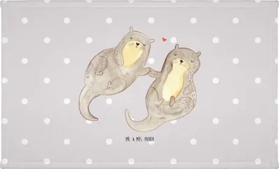 Produktbild von Mr. & Mrs. Panda 50x100 Handtuch Otter Hände halten - Grau Pastell - Geschenk, Seeotter, Flauschtuch, Händehandtuch, Liebe, gesichtshandtuch, Verliebt, Händchen, kleines