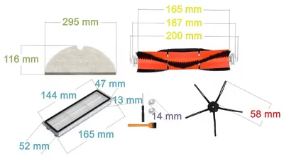 Produktbild von Zubehörset Bürsten Filter 11 Stück Saugroboter Xiaomi Roborock E25 E35 Vacuum 2
