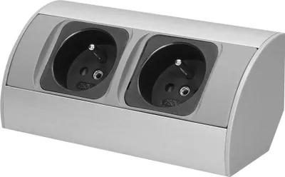 Obrázek produktu pro Povrchová zásuvka rohová ORNO OR-AE-1303/G, 2x zásuvka 230V, kabel bez vidlice, stříbrná
