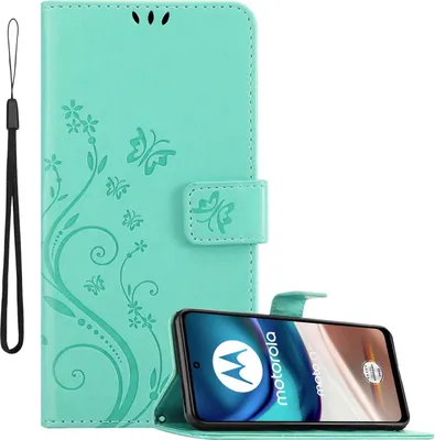 Zdjęcie produktu dla Pokrowiec Cadorabo do Motorola MOTO G42 w kolorze FLORAL TURQUOISE pokrowiec ochronny w kwiatowy wzór z magnetycznym zamknięciem, funkcją podstawki i kieszeniami na karty etui z klapką etui z klapką na telefon komórkowy etui z klapką na książkę
