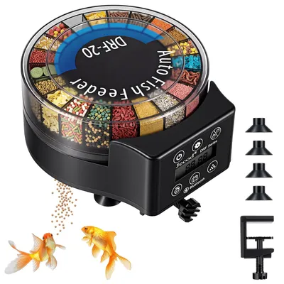 Fischfutterautomat mit Timer, 140 ml, wiederaufladbar, für Aquarien