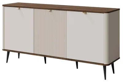 Immagine prodotto di Credenza Marly cassettiera 160x40x82cm colore selezionabile a 3 ante, cashmere / noce