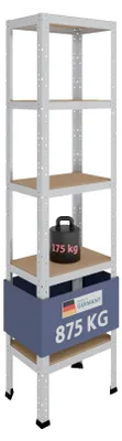 Image de Étagère métallique - Galvanisé - 180 x 45 x 30 cm - 5 étagères - 175 kg par étagère
