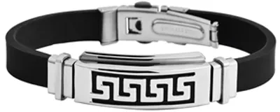 Produktbild von Akzent Schmuckarmband aus Kautschuk und Edelstahl in silberfarbig