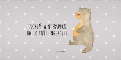 Produktbild von Mr. & Mrs. Panda Handtuch Otter Bauch - Grau Pastell - Geschenk, Frotteehandtuch, Flauschtuch, frottee, Seeotter See, Baumwollhandtuch, dick, Sportmuffel, Winterspeck