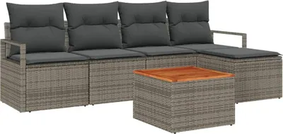 Produktbild von vidaXL Gartensofa-set mit Speicher 6 pcs Grau Poly-Rattan