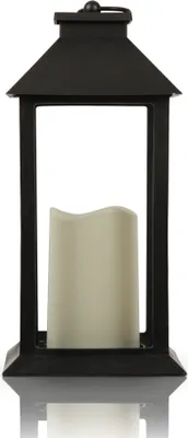 Immagine prodotto di Lanterna lanterna ( 32 cm ) con candela LED tremolante, funzionamento a batteria, uso interno - Lampada decorativa con effetto stoppino acceso