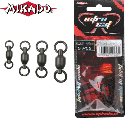 Produktbild von 5 MIKADO CATFISH schwarz matte Kugellagerwirbel Wallerwirbel Welswirbel #5/70kg