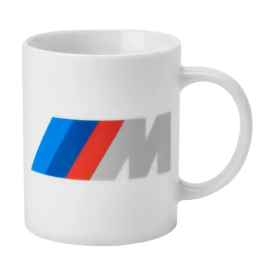 Produktbild von BMW M Porzellan Kaffeetasse 300ml Weiß mit farbigem M Logo – Hochwertiger Marken Kaffeebecher, Spülmaschinenfester Auto Becher Orginal BMW Kaffeetasse