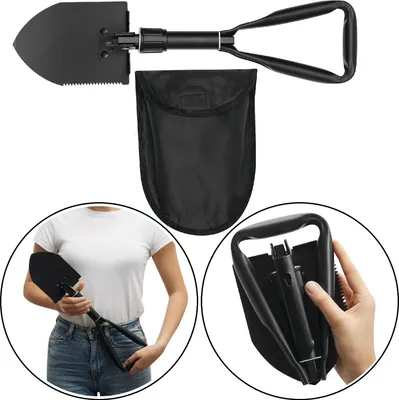 Produktbild von Klappspaten faltbar Kohlenstoffstahl – leichter Campingspaten mit Säge & Tasche, Outdoor Schaufel für Camping & Survival