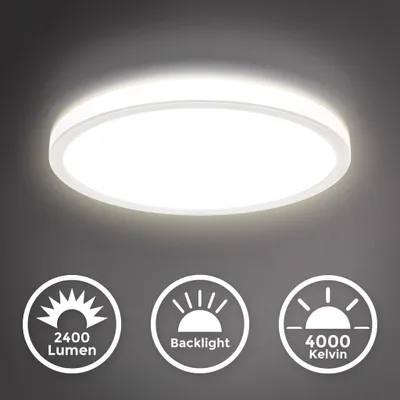 Produktbild von LED panel Ø29,3 cm - 18W, 2400lm, stmievateľný, plochý, podsvietenie, neutrálna biela, biela
