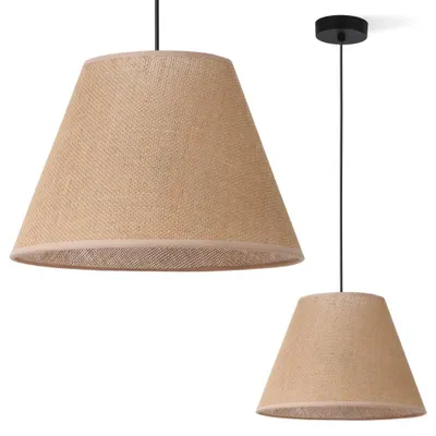 Produktbild von Pendelleuchte Jute Schwarz mit Kegelschirm Beige 30 cm E27 – Moderne Hängelampe