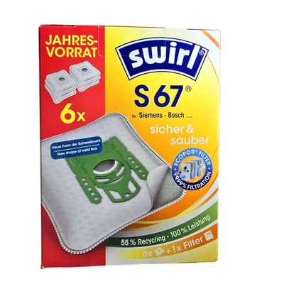 Produktbild von Original SWIRL S67 Staubsaugerbeutel 6er Pack Jahresvorrat Beutel Siemens Bosch