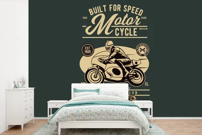 Produktbild von MuchoWow® Fototapete für Wohnzimmer oder Schlafzimmer Wandtapete Vinyl Motivtapete Mancave - Motorrad - Vintage - Zitate - 600x400 cm - Vinyltapeten