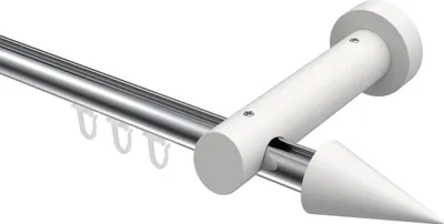 Produktbild von Interdeco Innenlaufstange / Gardinenstange mit Innenlauf Chrom / Weiß, Typ Talent Siveo (Kegel), 20 mm Ø 1-läufig, 280 cm