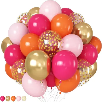 Produktbild von Luftballons Rosa Orange 60 Stück 12 Zoll Herbst Latex Ballons Pastel Pink Gold Konfetti Party Helium für Thanksgiving Halloween Geburtstag Babyshow