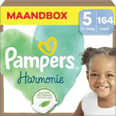 Image de Pampers - Harmonie - Taille 5 - Boîte mensuelle - 164 couches - 11/16 kg