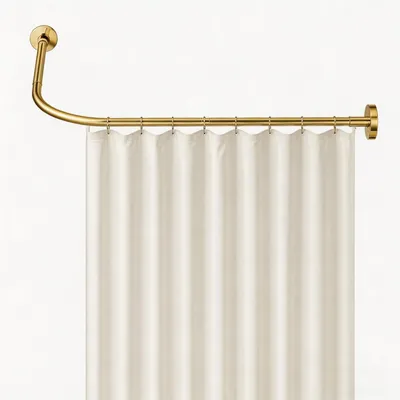 Imagen del producto de Barra para cortina de ducha en forma de L, fabricada en acero inoxidable, para baño