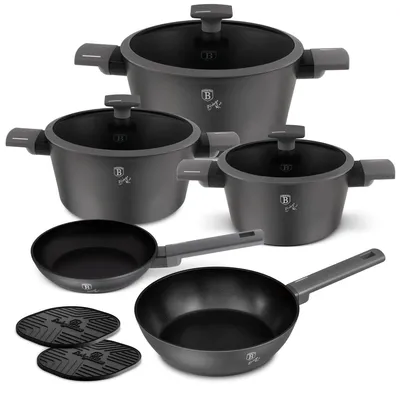Produktbild von BerlingerHaus Topfset Matt Anthrazit 7-teilig - Kochtöpfe ø 20, 24, 28 cm, Bratpfannen ø 20 & 24 cm - geeignet für alle Wärmequellen