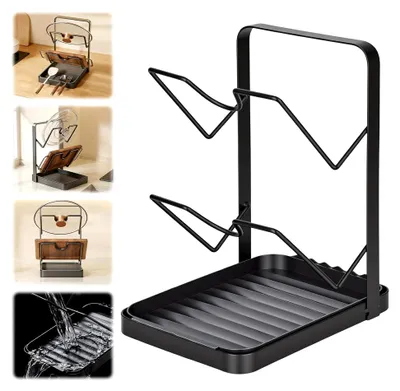 Produktbild von Organizer für Topfdeckel in der Küche, 2-in-1-Design mit Abtropfschale
