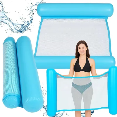 Zdjęcie produktu dla Hamak wodny materac do pływania dmuchany na basen plażę fotel leżak błękitny 110 x 70 cm