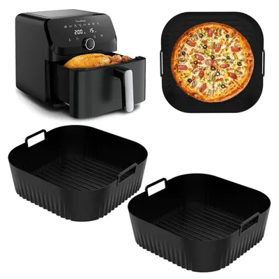 Obrázok produktu pre Silikónové formy do fritézy s konvektívnym ohrevom, 2 kusy, 24 cm, čierna, vhodné pre fritézu Tefal Easy Fry Mega 7,5L