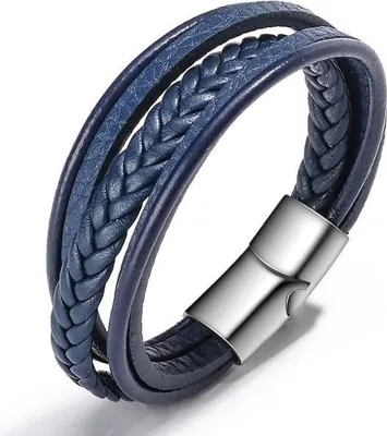 Produktbild von Marineblaues geflochtenes Armband mit Magnetverschluss, 19 cm