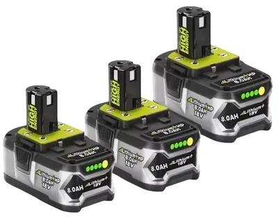 Image de Batterie lithium-ion, 18V, capacité 8000 mAh, lot de 3 batteries RYOBI 18V 8,0 Ah