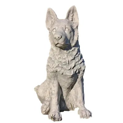 Produktbild von Schäferhund Welpe Tierfigur aus Steinguss Neu Frostfest Witterungsbeständig, Gartenfigur Steinfigur Hirtenhund PO-854