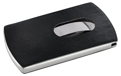 Zdjęcie produktu dla Etui na wizytówki SIGEL VZ121 Snap - 101 x 60 x 13 mm, czarny/srebrny, skórzany wygląd