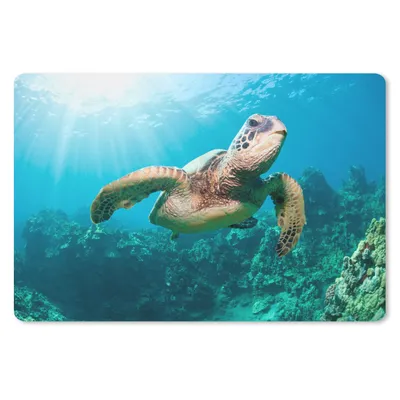 Produktbild von MuchoWow® Mauspad Mousepad Schwimmende Schildkröte Fotodruck 27x18 cm - Mousepads - Maus Mat - Pad - Mausunterlage - Büroartikel - Desk Matten